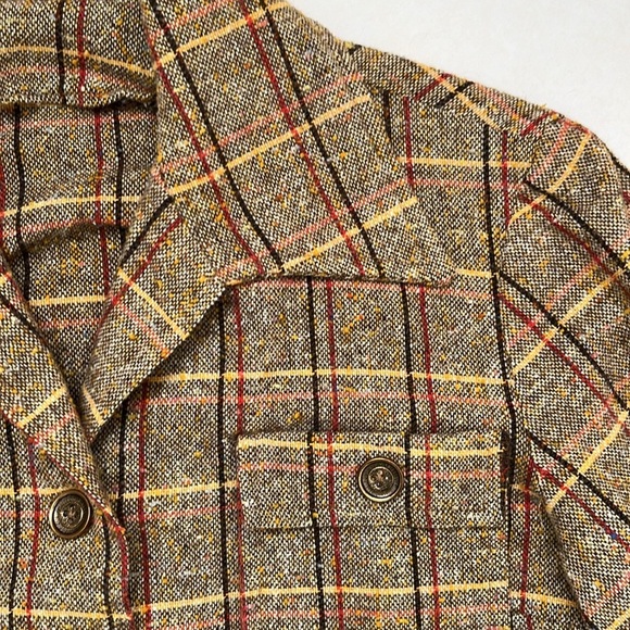 1970s Dagger Collar Brown Rust Red & Mustard Yellow Jacket / Blazer - Picture 8 of 10